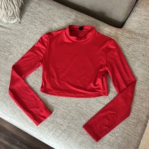 NWOT SHEIN Red Long-Sleeve Crop Top Size MEDIUM